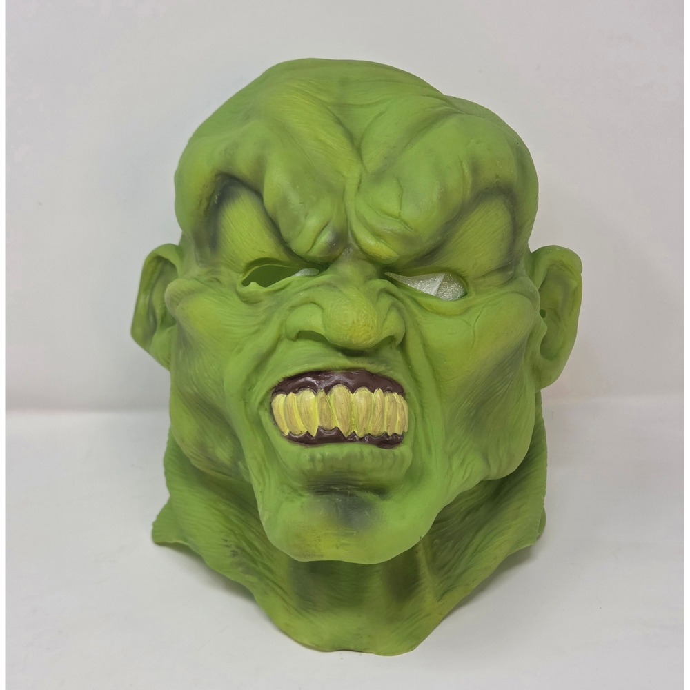 Vintage Goosebumps 90s Latex Mask Green Monster G Logo R.L. Stine Horror Costume